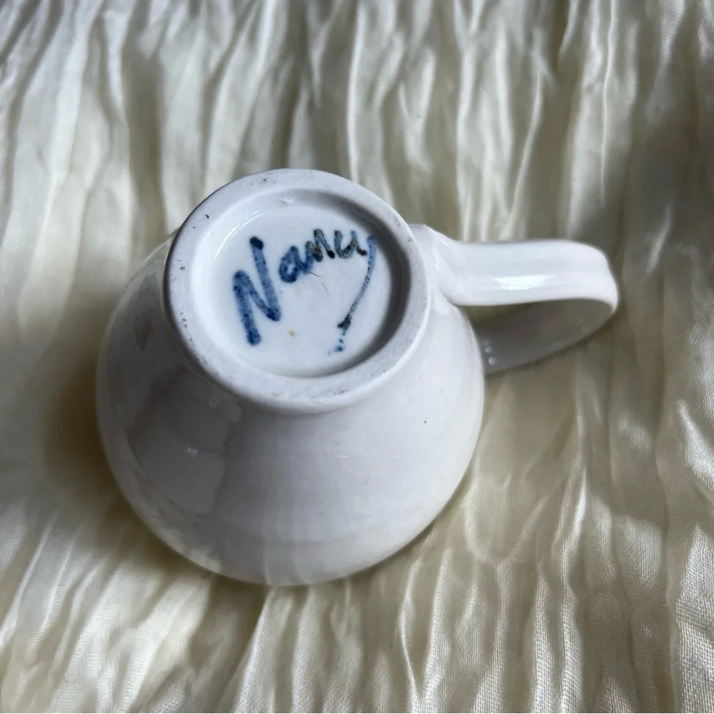 Vintage Hand Turned Creamer & Sugar Bowl Pottery Set